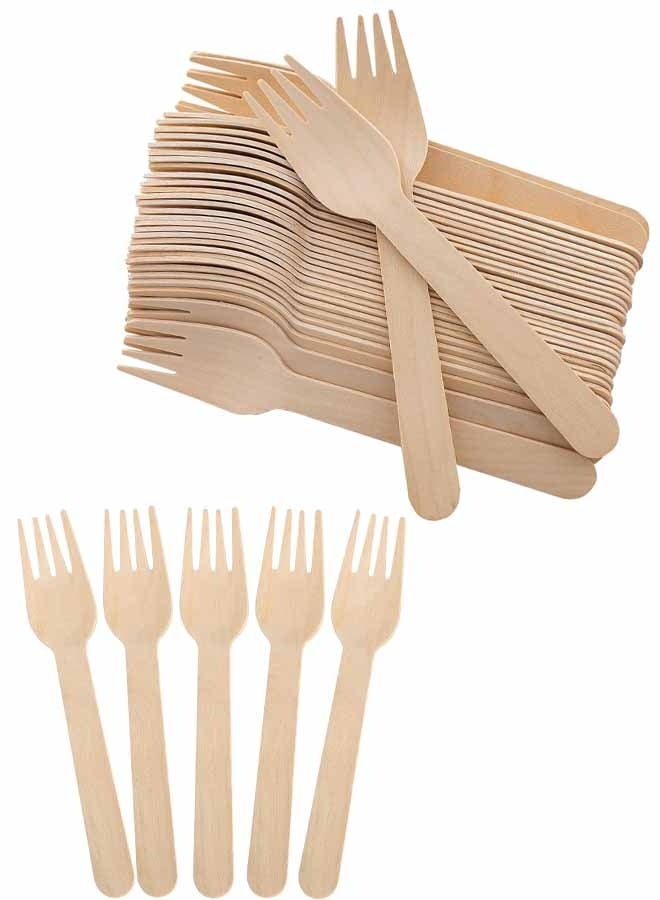 ٥٠ قطعة شوكة للاستخدام مرة واحدة، شوك خشبية، ١٤ سم، قابلة للتحلل الحيوي، مثالية للتخييم والنزهات والعشاء ولوازم الحفلات - Image 1